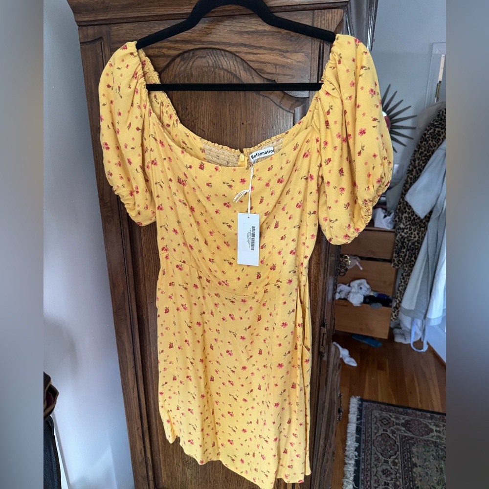 Reformation Sette Mini Dress NWT Size 10 Gwen Floral Print Puff Sleeves Pockets